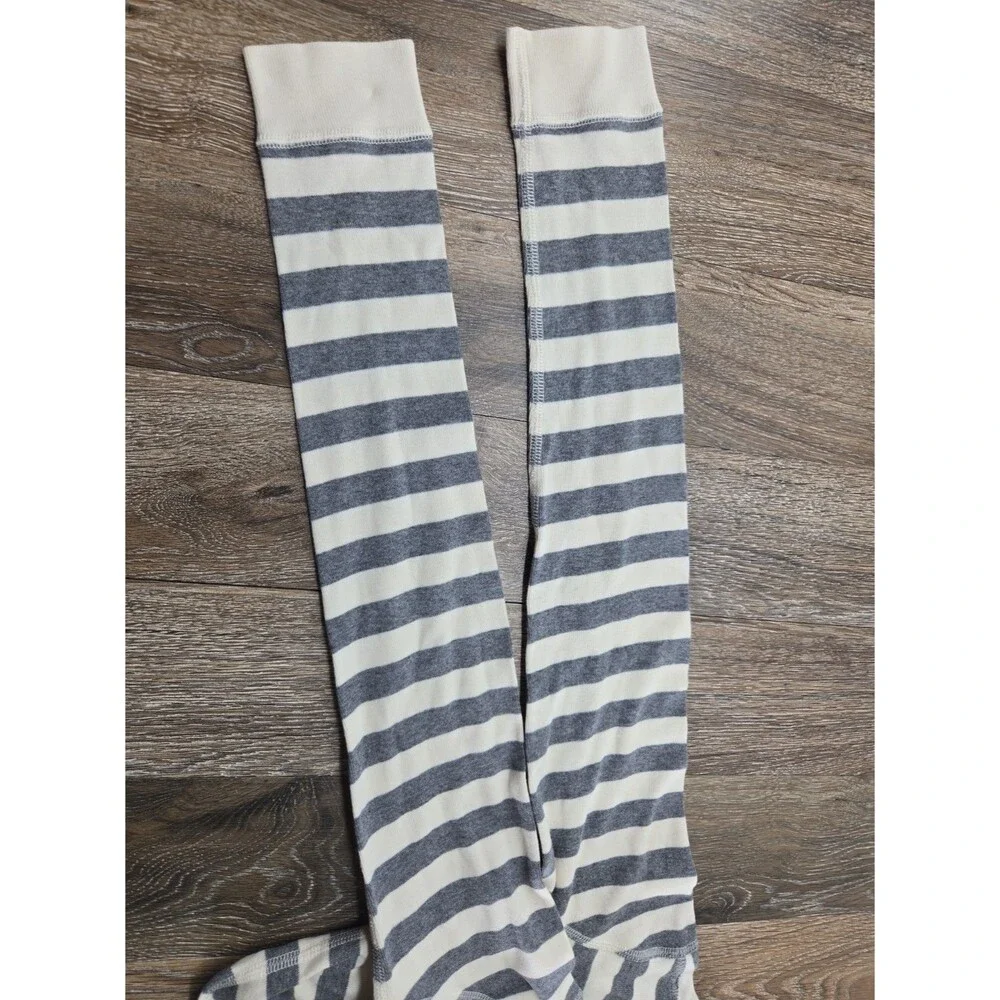 EUC Hanna Andersson Gray White Stripe Pajama Top US 12 (150cm) Organic Cotton